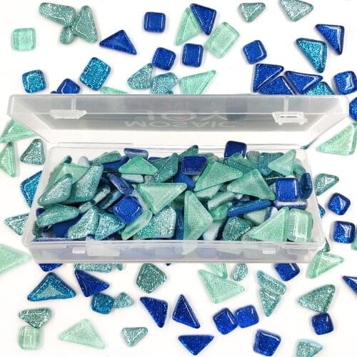150g Assorted Color Glitter Glass Mosaic Tiles for DIY Crafts Supplies blue green wholesale bulkhobby