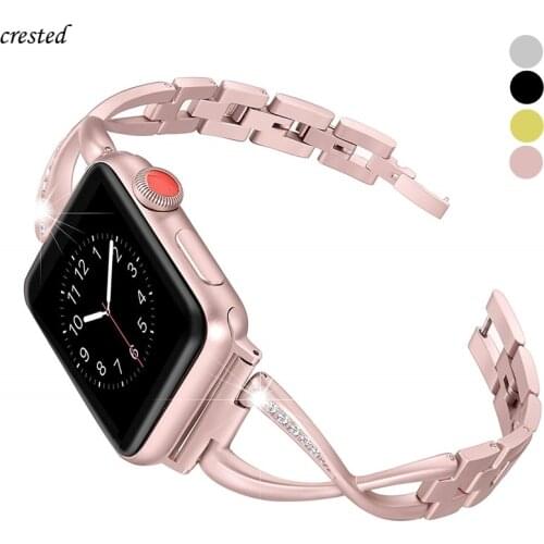 Stainless steel strap for Apple watch band 40mm/44mm iWatch band 38mm/42mm Diamond Metal bracelet Apple watch series 6 5 4 3 se