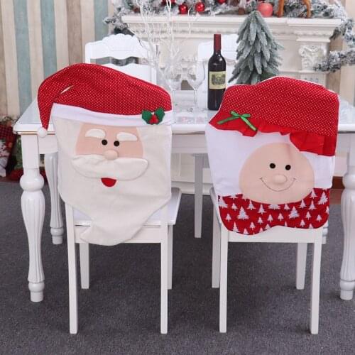 Christmas Chair Cover Santa Claus cartoon Chair Back Cover Christmas Dinner Table Decoration Holiday Party Xmas Ornament
