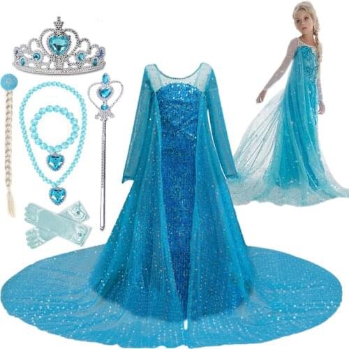 Girls Cosplay Dresses For Kids Snow Queen Halloween Carnival Party Costume Christmas Clothes 4-10 Years Children Fancy Dress Up
