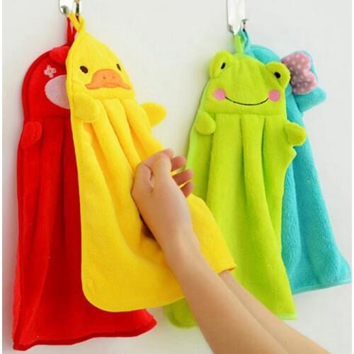 Eco-friendly Candy Colors Soft Coral Velvet Cartoon Animal Towel Can Be Hung Kitchen Used Random Colors