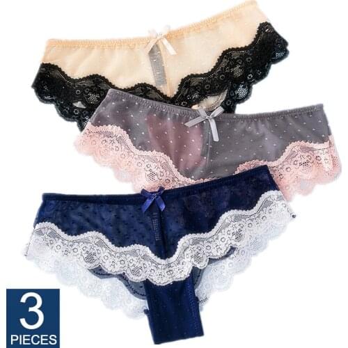 Elovegirl 3 Piece / Set Cotton Culotte Women Comfort Panties Skin-friendly Underwear Women Sexy Low-Rise Panty Underwear Thongs