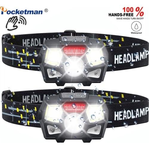 50000 Lumens Rechargeable Headlamp Flashlight Bright LED Headlamp with Red Light Motion Sensor 5 Modes Camping fishing Headlamps