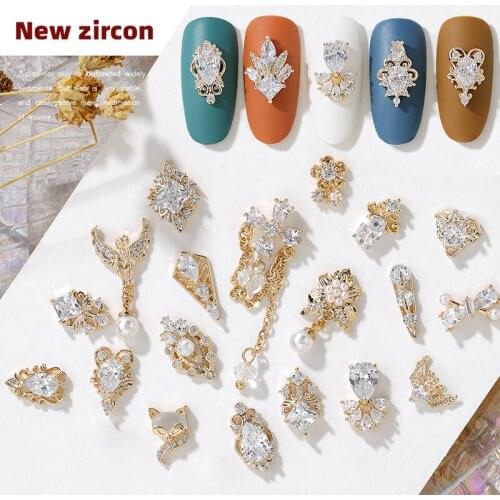 2pc 3D metal Zircon Nail art jewelry japanese nail decorations top quality zircon crystal manicure zircon diamond charms