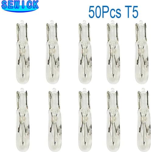 White 50pcs W2W T5 12v 1.2w Car Halogen Lamp Instrument Lights Dashboard Bulb Auto Interior Light Car Styling