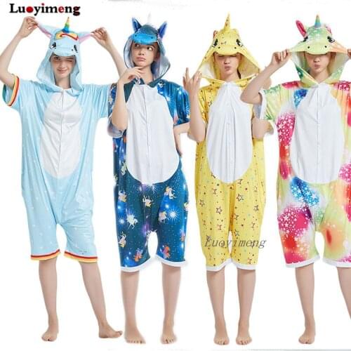 Summer Kigurumi Unicorn Sleepwear For Womens Pajamas Jumpsuits Pyjamas Onesies Animal Cartoon Pijamas Onepiece Panda Nightewear