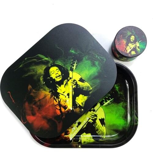 1 Set Metal Tobacco Rolling Tray with Magnetic Lid Herb Weed Grinder 4 Layer Zin Alloy Smoke Grinders Manual Mill Cursher