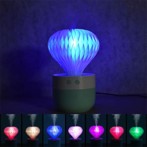 Mini Air Ultrasonic Humidifier USB Charging 7 Color Led Night Light Cactus Beauty Replenishment for Home Car Office DC 5V 150ML