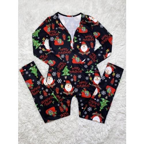 New Arrival 2022 Merry Christmas Pyjamas Long Sleeve Jogging Sleepwear Cartoon Onesie For Women Adult Home Sleepwear Nightwear