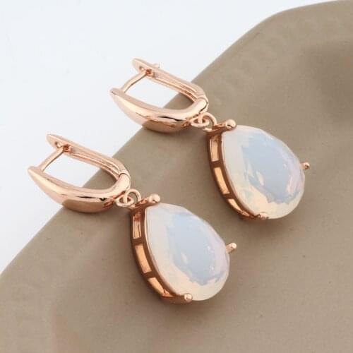 New Water Drop Rose Gold Color Big Earrings For Women Cute Wedding Party Fine Jewelry CZ Dangle Earrings 2021 Trend