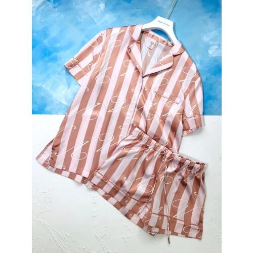 New style ladies summer striped short-sleeved shorts pajamas suit, rayon striped comfortable and soft home service suit