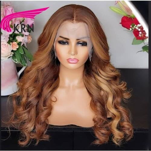 Lace Front Human Hair Wigs For Women Hair 13x4 Lace Highlight Color Brazilian Remy Hair Wave Lace Frontal Wig With Baby Hair