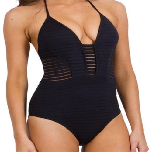 Sexy Slim Fit One-Piece Large Swimsuits Plus Size Swimwear Push Up Body Bathing Suits Halter Pool Beachwear Women Swimming Suit