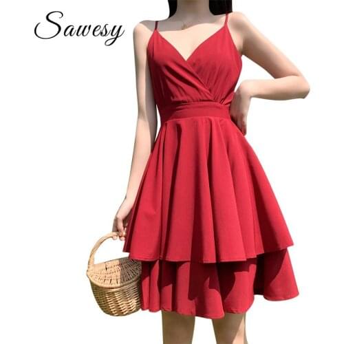 Sexy Backless Party Dresses Women Summer Spaghetti Strap Casual Elegant Holiday Short Dress Red