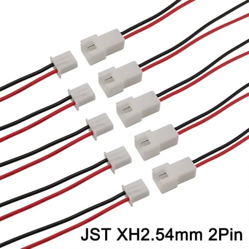 20Pcs JST XH2.54mm 2 Pin Pitch 2.54mm Male Female Plug Connector JST XH 2.54 2P Wire Cable Connector 20CM