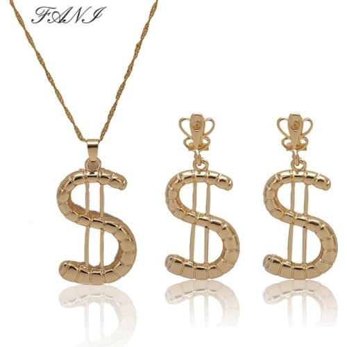 Bridal Wedding African Beads Jewelry Sets Gold Color Women New Design Lock Fashion Trendy Necklace Earrings Bracelet Ring