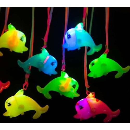 LED Night Light Baby Cute Children Night Lamp Toy Lights Dolphin Glow Party Supplies Birthday Gift Rubber Toys Necklace