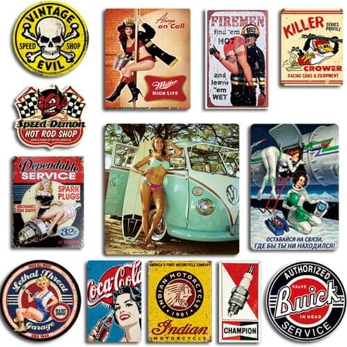 Funny Retro Hot Girl Skull Champion Turbo Car Stickers Killer Firemen Vintage Evil Speed Shop Skull Motor Vinyl Decals