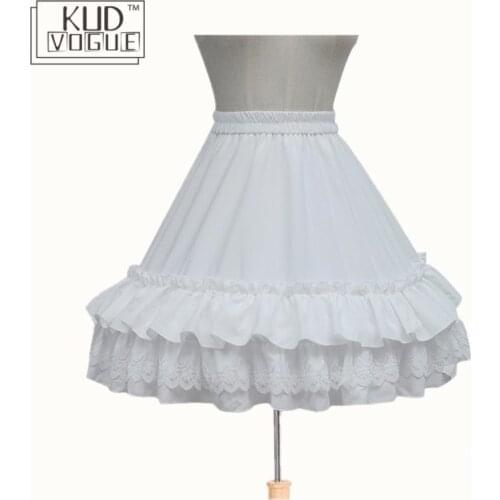 Lolita Underskirt Princess Tutu Skirt Slips For Girl White Lace Skirt With Layered Ruffles For Women Fishbone Petticoat