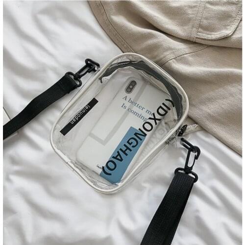 Female Handbags Transparent Bag for Women Clear Shoulder Bag Girls Letter Print Casual Small Crossbody Bags