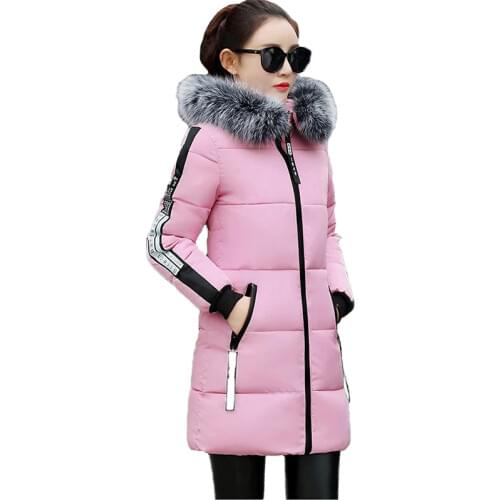 2019 Winter cotton jacket women parkas Plus size 7XL Fur collar Hooded coat female Thicken warm long Cotton-padded jackets N328
