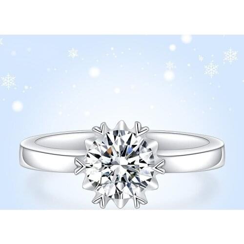 Solid 0.5ct 5mm 6 Prong Moissanite Solarite Ring 925 Real Sterling Silver Birthday Gift Lab Diamond Ring For Women