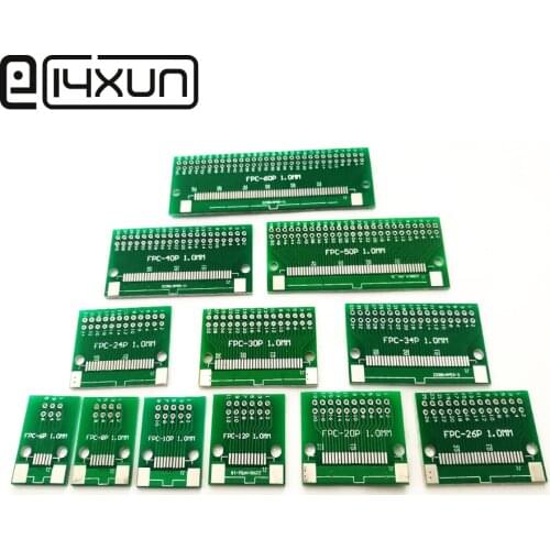 1pcs Double Side 0.5mm 1mm FFC FPC 6 8 10 12 20 30 40 50 60 Pin to 2.54mm FPC/FFC SMT Adapter Socket Plate PCB Board connector