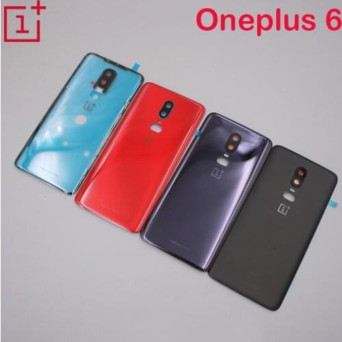 100% Original Oneplus 6 Back Glass Cover Battery Cover Real Door Housing Panel Case + Camera Lens & Adhesive 1+ 6 Replace Parts