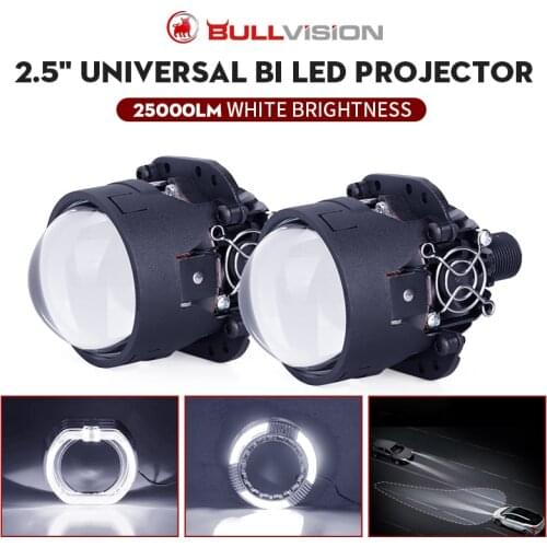 2.5 Inch Bi LED Lens H4 H7 9005 9006 LED Bulb Headlight Projector LED Lenses Angel Eyes Auto Car Light Accessories Bullvision