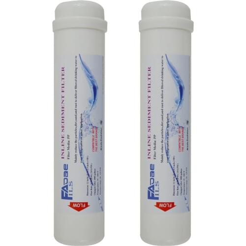2 PACK OF 2.5" OD X 12" In-Line PP Sediment Water Filter 5 Micron, Inlet&Outlet: 1/4" Thread Female