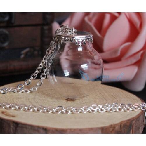 25mm globe glass cover & silver setting cap DIY Glass bottle vial jewelry, glass orbs jewelry finding