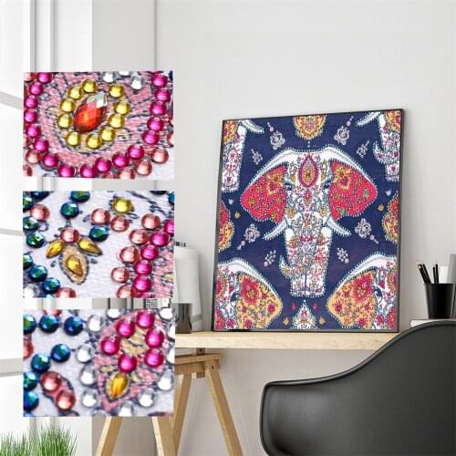 Special Shaped Diamond Painting Colorful Elephant 5D DIY Cross Stitch Embroidery Rhinestones Mosaic Kits Home Wall Ornaments