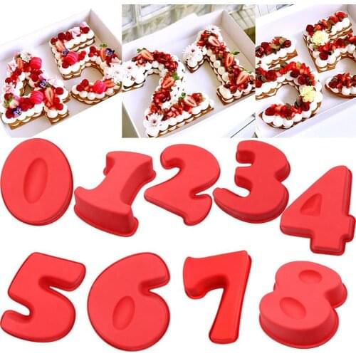 0/1/2/3/4/5/6/7/8 Large Silicone Number DIY Cake Mould Birthday Baking Mold Tool Decor Fondant Tools Wedding Cake Accessories