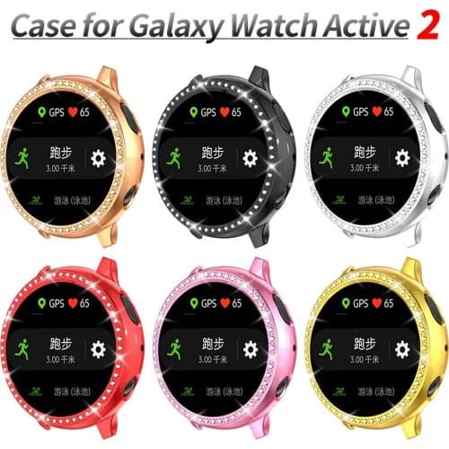 Women Diamond PC Cover for Samsung Galaxy Watch Active 2 Case 40mm 44mm Bumper for Watch Active2 44mm Lightweight Bling Frame