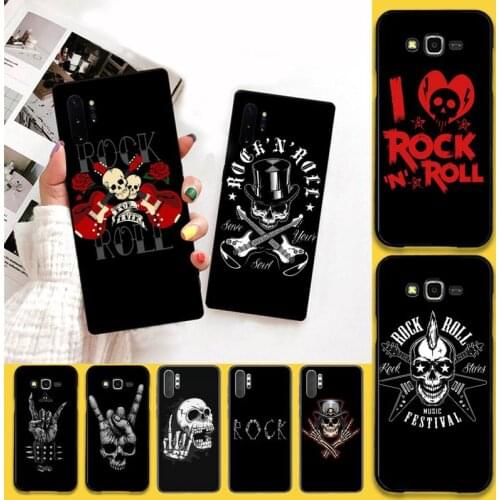Rock roll skull Soft black Phone Case For Samsung Note 7 8 9 10 Lite Plus Galaxy J7 J8 J6 Plus 2018 Prime