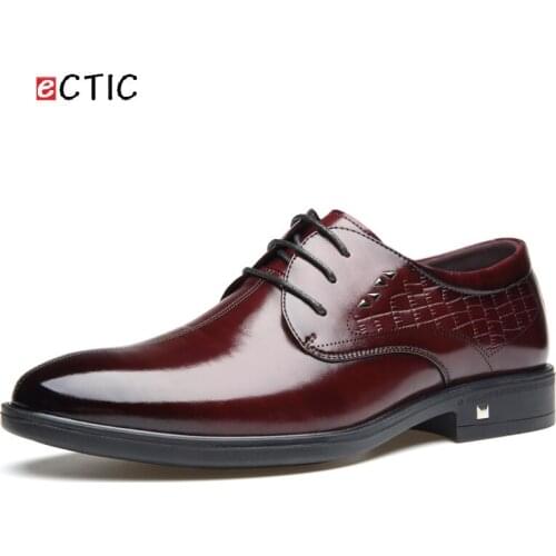 ECTIC Shiny Retro Office Gentlemen Classical Oxfords Dress Zapatos Hombre Men Formal Shoes Pointed Toe Business Patent Leather