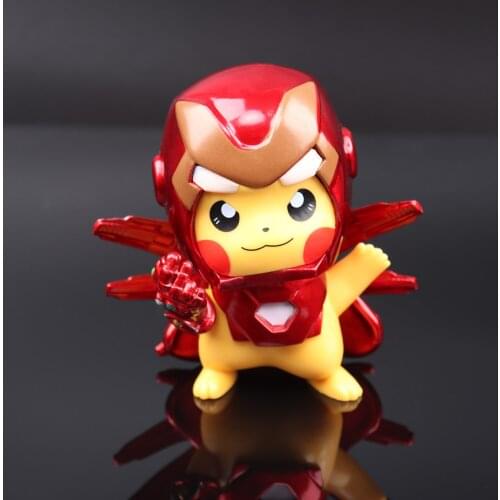 Marvel Pokemon Lron Man Pikachu Avengers Thanos Gloves Figure Model Dolls Toy Pokemon Action Figure Anime Model Birthday Gift
