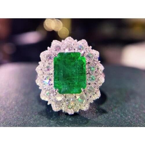 H317 Emerald Ring 3.38ct Pure 18K Gold Jewelry Vivid Green Emerald Gemstone Diamond Female Rings for women Fine Ring