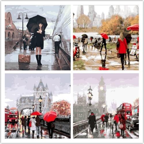 Yunxi art Street scene pictures on canvas diy oil paintings coloring by numbers drawing Modular pictures one the wall RS252