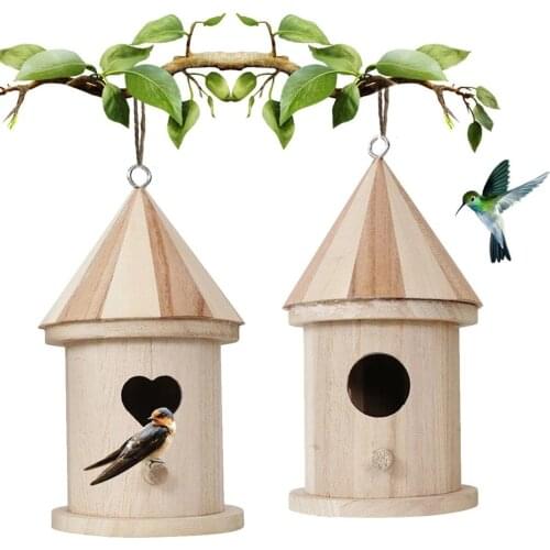 Ouse Bird Box Wooden Bird House Nest Creative Wall-mounted Outdoor Birdhouse Wooden Box Bird House Home Garden Decorations
