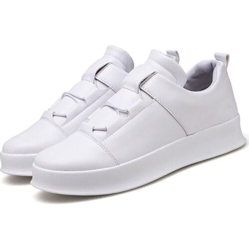 Mens leather casual shoes trend wild love increased breathable round white sneakers mens retro shoes