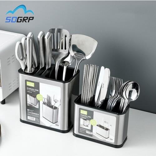 Kitchen Stainless Steel Storage Box Household Kitchen Utensils Storage Chopstick Cage Drain Organization Chopstick Storage Rack