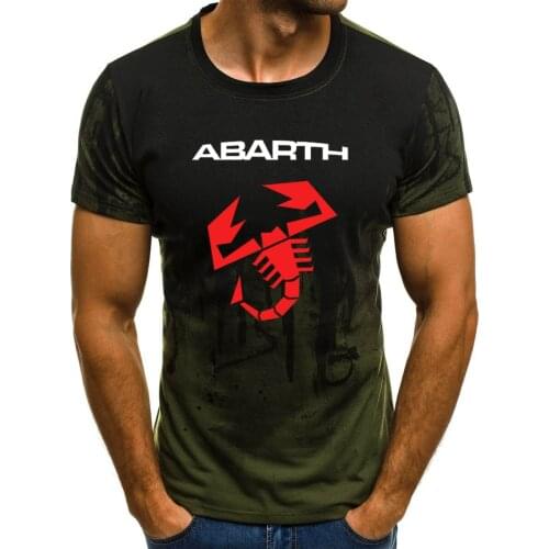 Mens Short Sleeve Abarth Car Logo Mens T-shirt Summer casual Cotton Gradient T shirts Fashion Hip Hop Harajuku Male Brand Tee