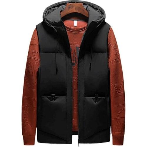Winter warm casual hooded cotton vest men plus size bust 138cm 5XL 6XL 7XL 8XL korean style thick waistcoat vest 3 colorsw