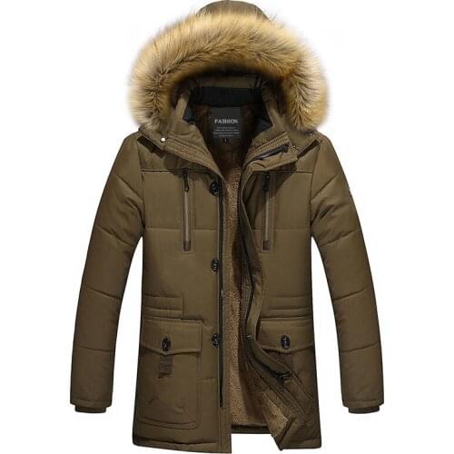 Winter Fur Collar Hooded Men Jacket Parkas Mens Tthick Snow Coats Outerwear Thermal Male Wool Liner Windproof Coat Plus Size 4XL