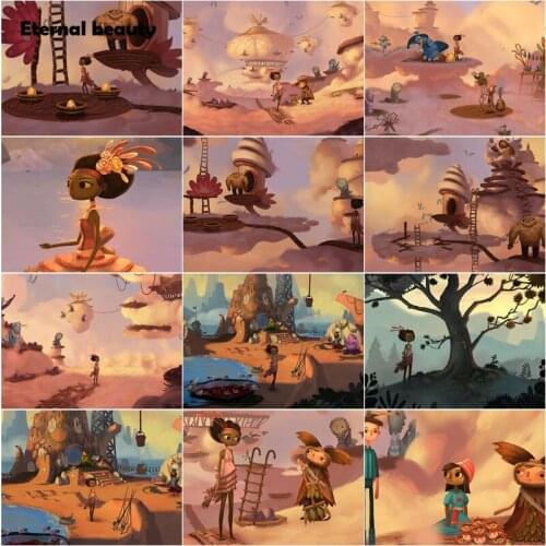 Diamond Painting Cross Stitch Kits Girl and Big Tree with Eyes Abstract Modern Landscape Full Diamond Embroidery Mosaic Art Sale