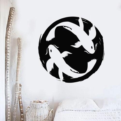 Asian Style Wall Decal Koi Carp Couple Fish Aquarium Window Vinyl Stickers Kids Bedroom Bathroom Home Decor Art Wallpaper Q434
