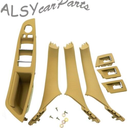For BMW 5' F10 LCI 2012-2016 F11 2009-2013 51417225876 51417225891 Maize Yellow Pattern Inner Trim Door-Pull Handle 51417225892