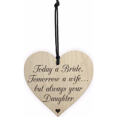 Bride Wife Daughter Wooden Hanging Heart Wedding Plaque Present Sign Christmas Gift