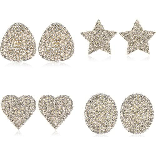 New Elegant Heart-shaped Earrings Statement Alloy Crystal rhinestone Star Earrings for Women Jewelry Gifts